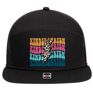 Kindergarten Happy First Day Of School Kindergarten Back To School 7 Panel Mesh Trucker Snapback Hat