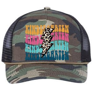 Kindergarten Happy First Day Of School Kindergarten Back To School Retro Rope Trucker Hat Cap