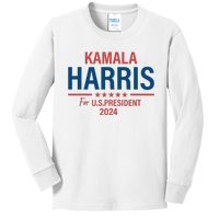 Kamala Harris For President 2024 Election Kids Long Sleeve Shirt