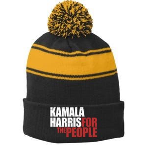 Kamala Harris For The People Political Stripe Pom Pom Beanie