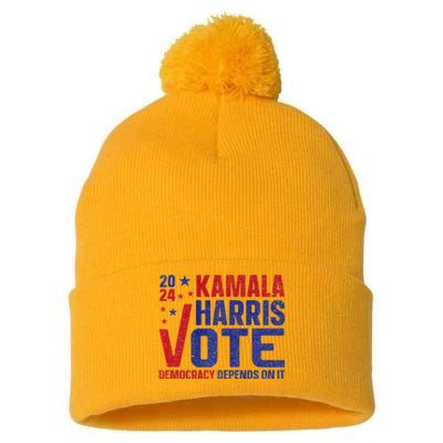 Kamala Harris For President A New Vision For America Pom Pom 12in Knit Beanie