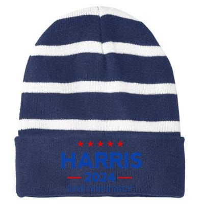 Kamala Harris For President Save Democray 2024 Gift Striped Beanie with Solid Band