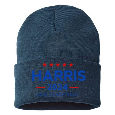 Kamala Harris For President Save Democray 2024 Gift Sustainable Knit Beanie