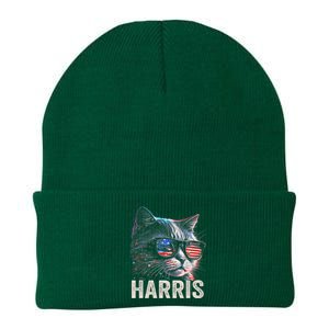 Kamala Harris For President 2024 Funny Cat Graphic Knit Cap Winter Beanie