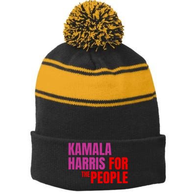 Kamala Harris For The People Kamala 2024 Stripe Pom Pom Beanie