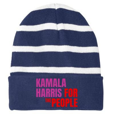 Kamala Harris For The People Kamala 2024 Striped Beanie with Solid Band