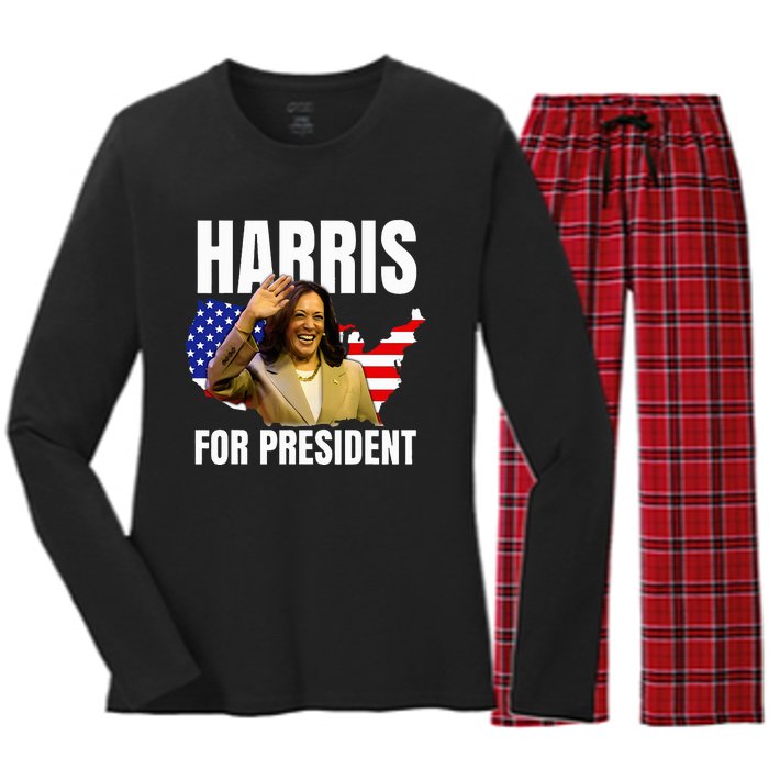 Kalama Harris For President 2024 Women's Long Sleeve Flannel Pajama Set 