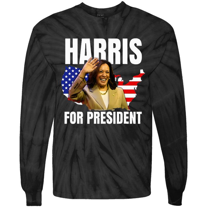 Kalama Harris For President 2024 Tie-Dye Long Sleeve Shirt