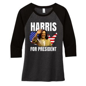 Kalama Harris For President 2024 Women's Tri-Blend 3/4-Sleeve Raglan Shirt