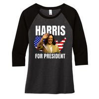 Kalama Harris For President 2024 Women's Tri-Blend 3/4-Sleeve Raglan Shirt