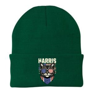 Kamala Harris For President 2024 Funny Cat Lady Graphic Knit Cap Winter Beanie