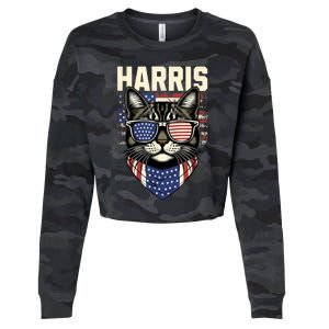 Kamala Harris For President 2024 Funny Cat Lady Graphic Cropped Pullover Crew