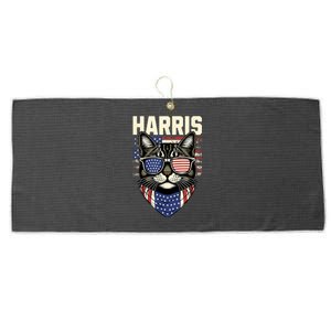 Kamala Harris For President 2024 Funny Cat Lady Graphic Large Microfiber Waffle Golf Towel