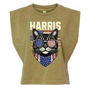 Kamala Harris For President 2024 Funny Cat Lady Graphic Garment-Dyed Women's Muscle Tee