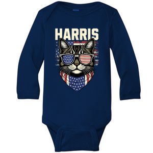 Kamala Harris For President 2024 Funny Cat Lady Graphic Baby Long Sleeve Bodysuit