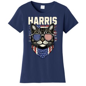 Kamala Harris For President 2024 Funny Cat Lady Graphic Women's T-Shirt