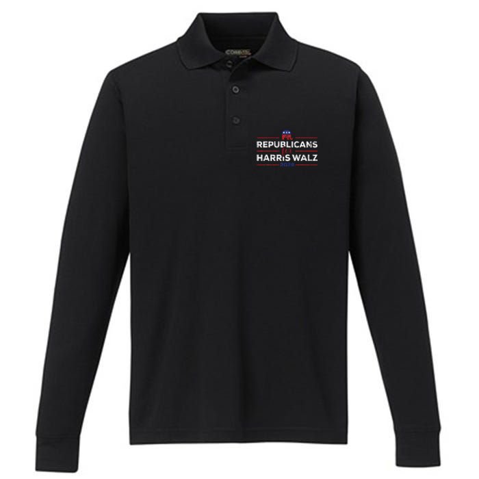 Kamala Harris For President Republicans For Harris Waltz Performance Long Sleeve Polo