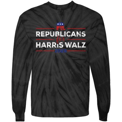 Kamala Harris For President Republicans For Harris Waltz Tie-Dye Long Sleeve Shirt