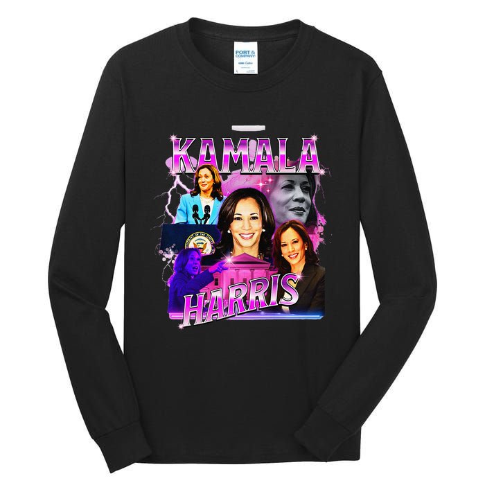 Kamala Harris For President 2024 Bootleg Rap Style Campaign Tall Long Sleeve T-Shirt