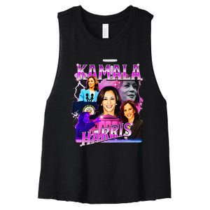 Kamala Harris For President 2024 Bootleg Rap Style Campaign Women's Racerback Cropped Tank