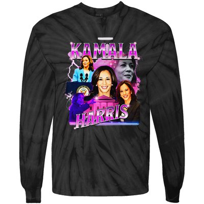 Kamala Harris For President 2024 Bootleg Rap Style Campaign Tie-Dye Long Sleeve Shirt