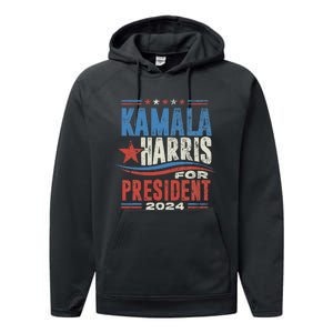 Kamala Harris For President 2024 President Campaign Performance Fleece Hoodie