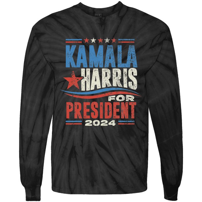 Kamala Harris For President 2024 President Campaign Tie-Dye Long Sleeve Shirt