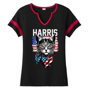 Kamala Harris For President 2024 Funny Cat Lady Ladies Halftime Notch Neck Tee