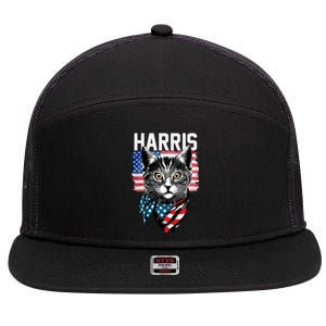 Kamala Harris For President 2024 Funny Cat Lady 7 Panel Mesh Trucker Snapback Hat