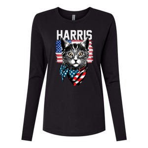 Kamala Harris For President 2024 Funny Cat Lady Womens Cotton Relaxed Long Sleeve T-Shirt