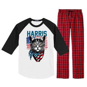 Kamala Harris For President 2024 Funny Cat Lady Raglan Sleeve Pajama Set