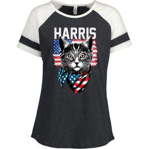 Kamala Harris For President 2024 Funny Cat Lady Enza Ladies Jersey Colorblock Tee