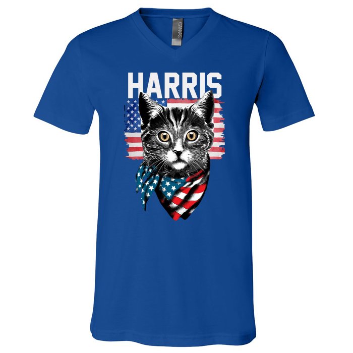 Kamala Harris For President 2024 Funny Cat Lady V-Neck T-Shirt