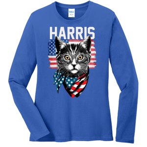 Kamala Harris For President 2024 Funny Cat Lady Ladies Long Sleeve Shirt