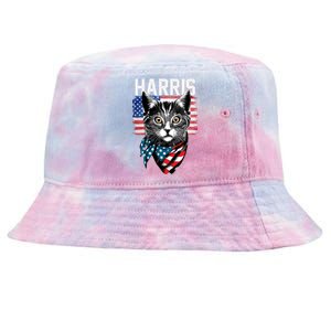 Kamala Harris For President 2024 Funny Cat Lady Tie-Dyed Bucket Hat