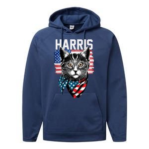 Kamala Harris For President 2024 Funny Cat Lady Performance Fleece Hoodie