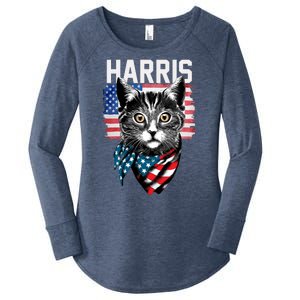 Kamala Harris For President 2024 Funny Cat Lady Women's Perfect Tri Tunic Long Sleeve Shirt