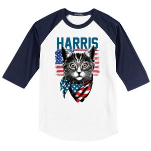 Kamala Harris For President 2024 Funny Cat Lady Baseball Sleeve Shirt