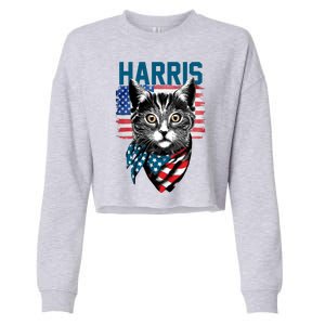 Kamala Harris For President 2024 Funny Cat Lady Cropped Pullover Crew