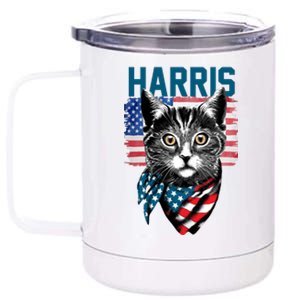 Kamala Harris For President 2024 Funny Cat Lady 12 oz Stainless Steel Tumbler Cup