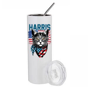 Kamala Harris For President 2024 Funny Cat Lady Stainless Steel Tumbler