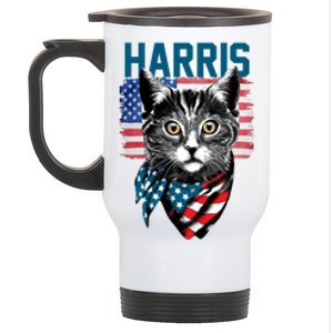 Kamala Harris For President 2024 Funny Cat Lady Stainless Steel Travel Mug