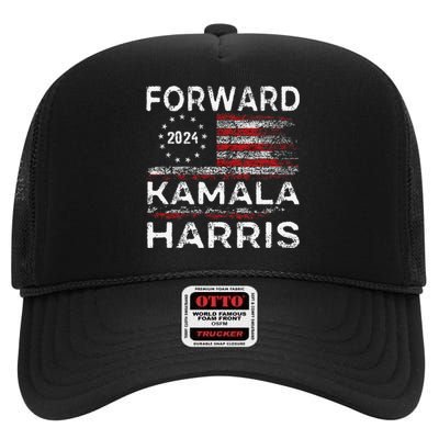 Kamala Harris Forward 2024 Presidential Election President High Crown Mesh Back Trucker Hat