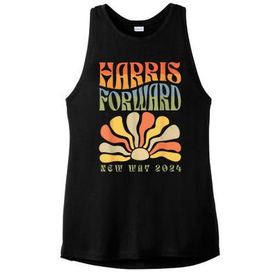 Kamala Harris Forward 2024 Presidential Election Groovy Ladies PosiCharge Tri-Blend Wicking Tank