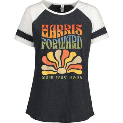 Kamala Harris Forward 2024 Presidential Election Groovy Enza Ladies Jersey Colorblock Tee