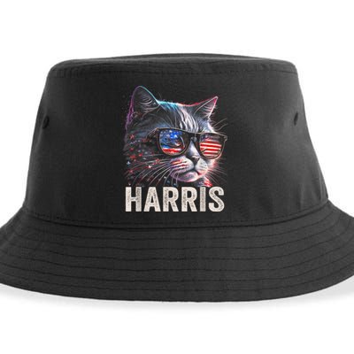 Kamala Harris For President 2024 Funny Cat Graphic Sustainable Bucket Hat