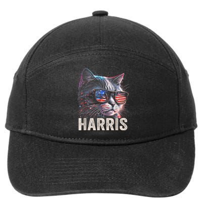 Kamala Harris For President 2024 Funny Cat Graphic 7-Panel Snapback Hat