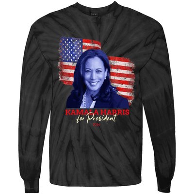 Kamala Harris For President 2024 Madam Vice President Tie-Dye Long Sleeve Shirt