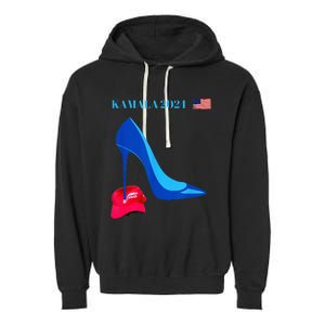 Kamala Harris For President 2024 High Heel Crushed Maga Hat Garment-Dyed Fleece Hoodie