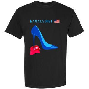 Kamala Harris For President 2024 High Heel Crushed Maga Hat Garment-Dyed Heavyweight T-Shirt